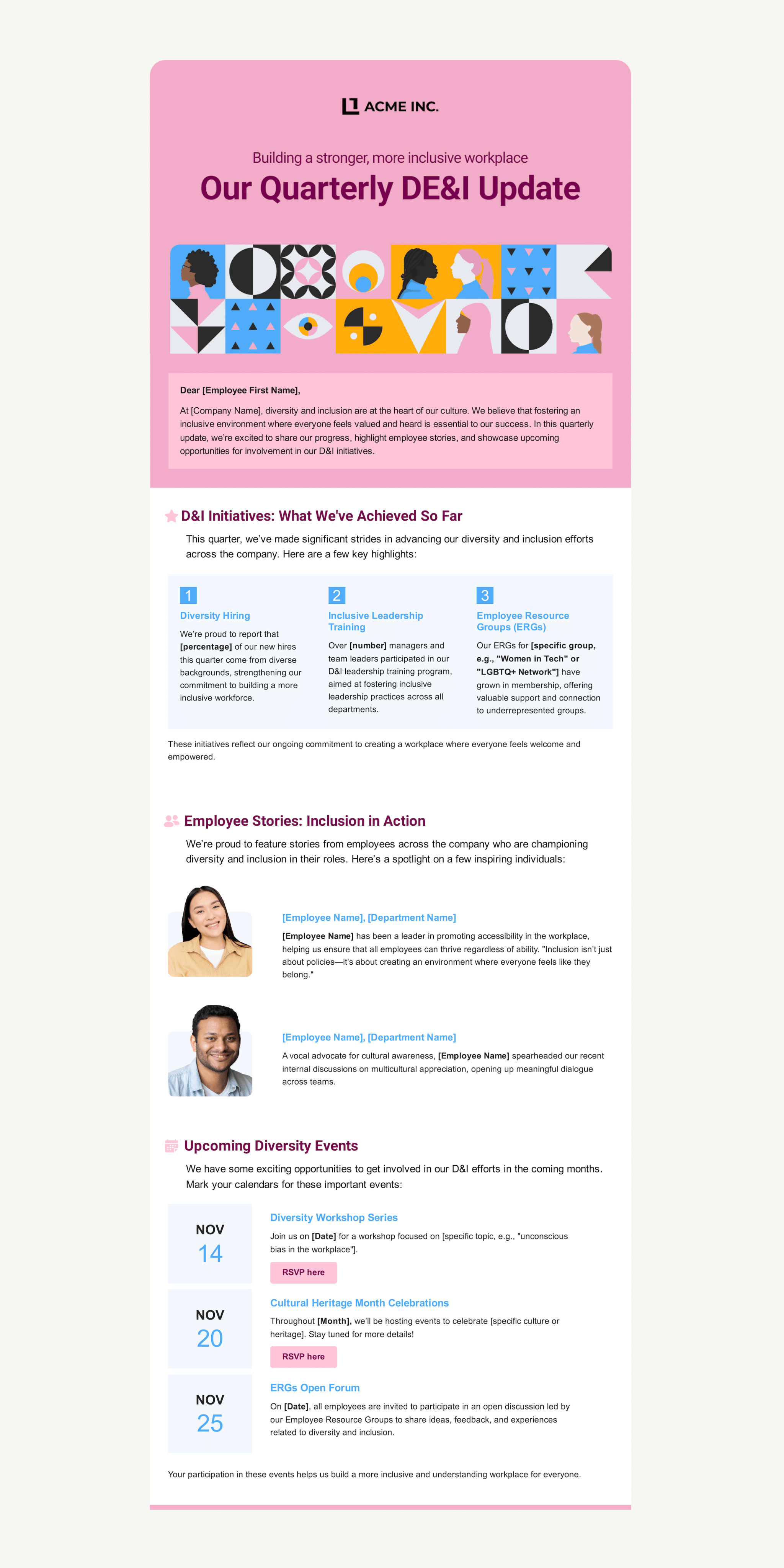 ContactMonkey diversity, equity and inclusion update for employee newsletters