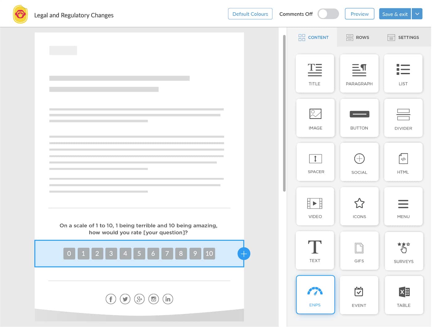 eNPS survey added to email using ContactMonkey's eNPS tool