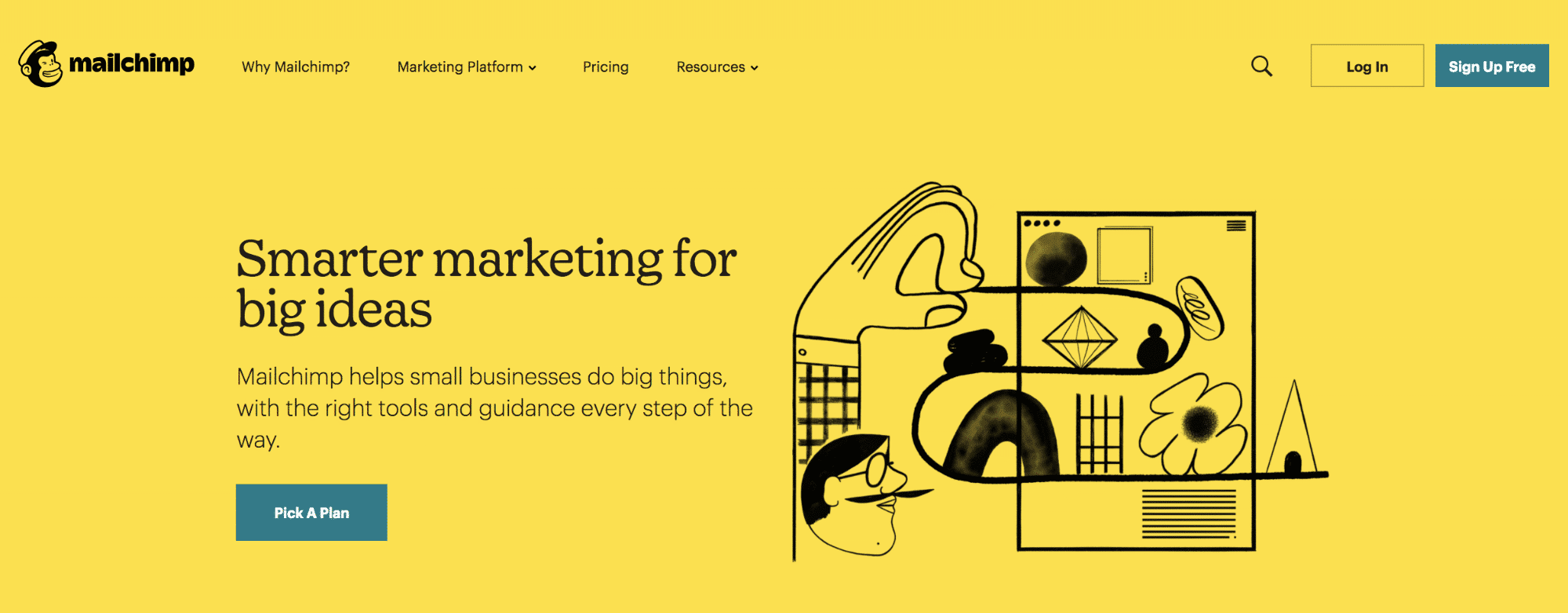 Screenshot of Mailchimp homepage.