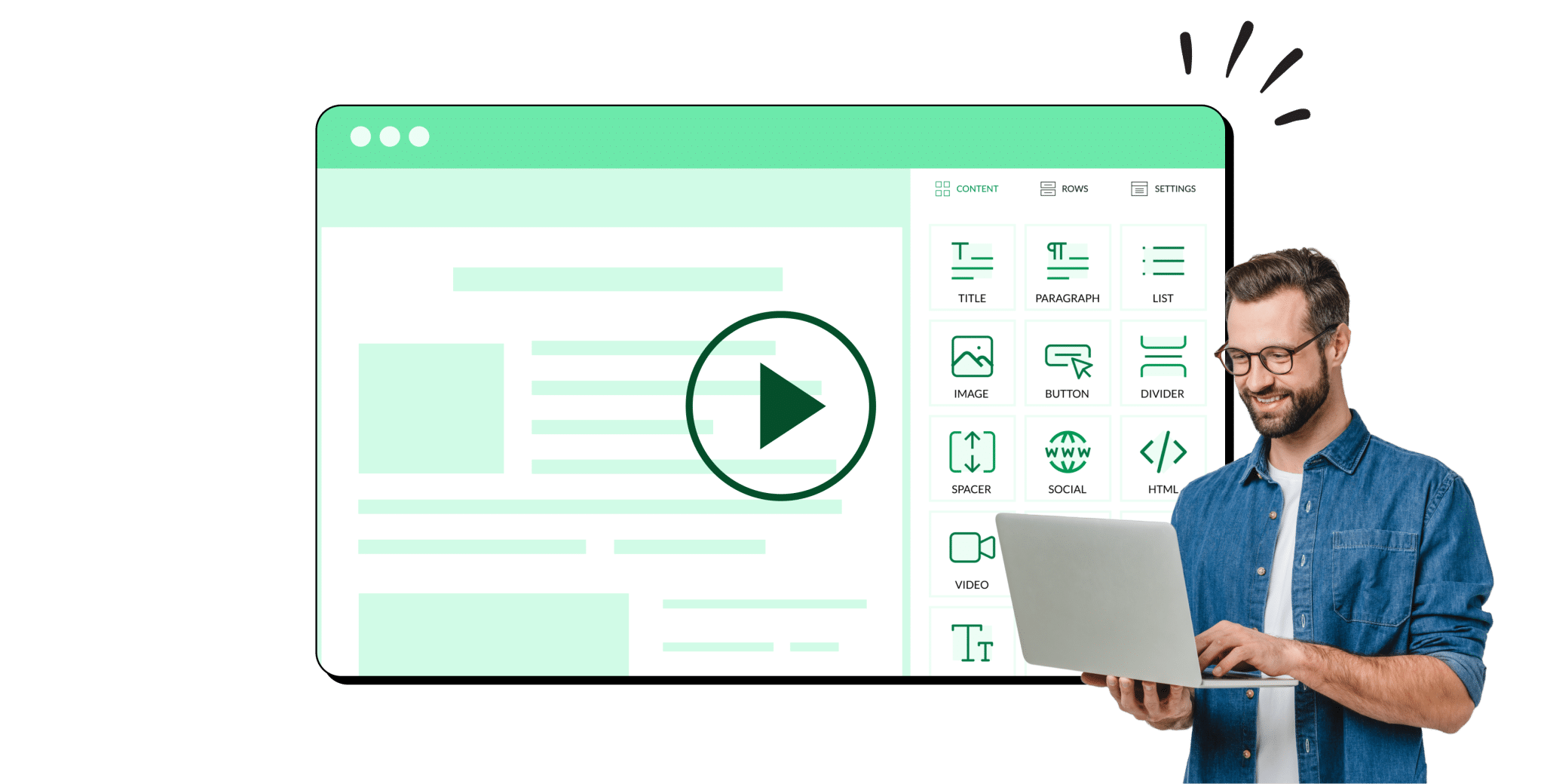 ContactMonkey's email builder internal communications video feature